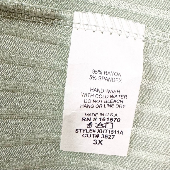👀 357. Haptics Ribbed Babydoll Tunic 3X – Sage Green Flutter Sleeve Top NWT - Picture 8 of 8